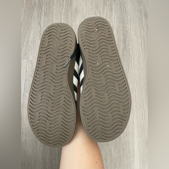 Adidas Black Leather Shoes with White Stripes - Picture 3 of 6